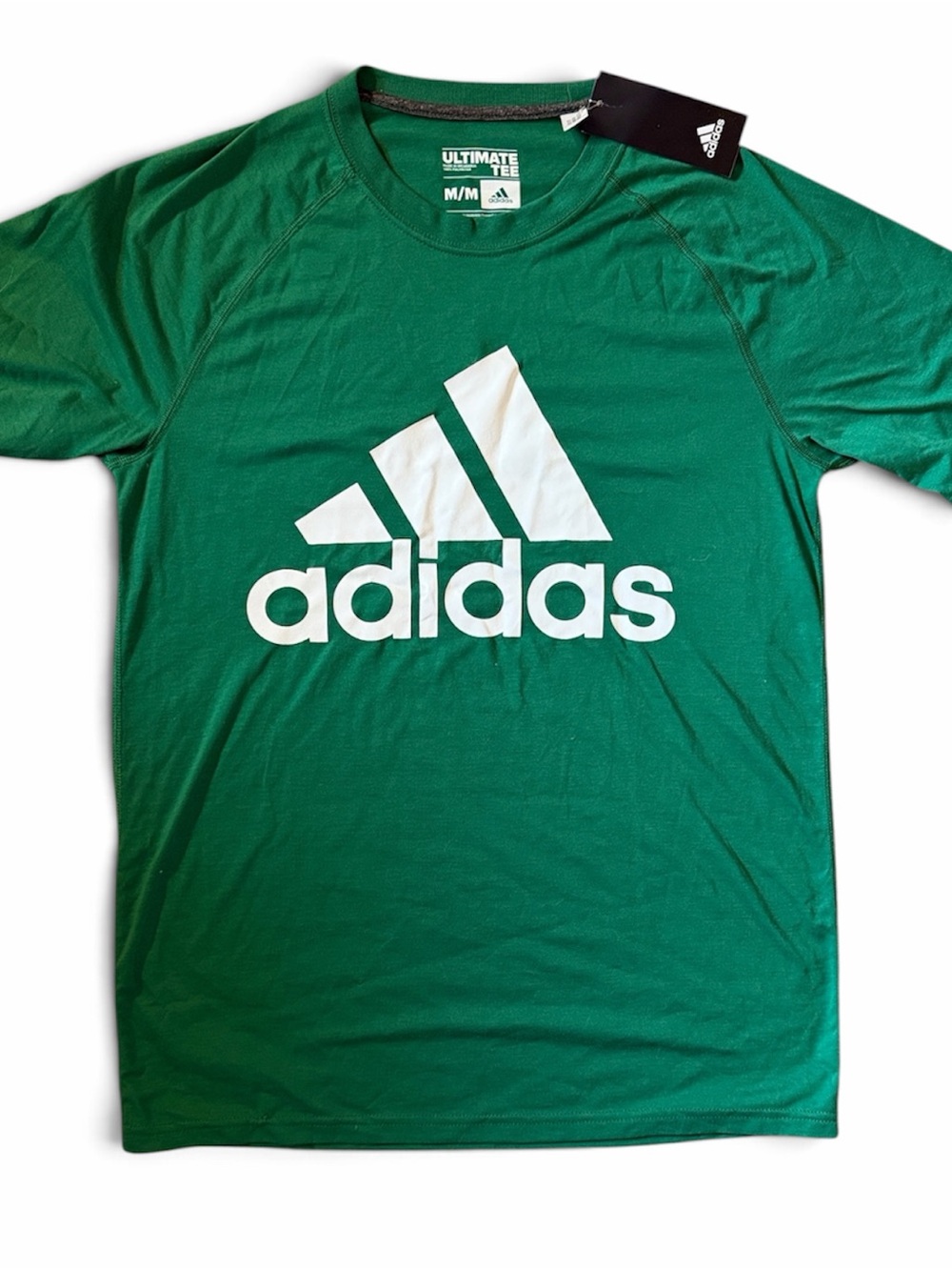 adidas Green Short-Sleeve Logo Tee with White Print